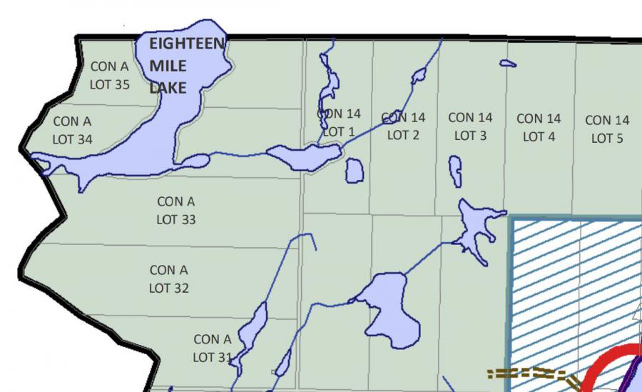 Zoning Map of Eighteen Mile Lake in Municipality of Algonquin Highlands and the District of Haliburton